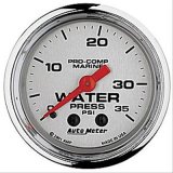 AutoMeter Pro-Comp Marine Analog Gauges 200772-35 Gauge, Marine, Water Presure, 2 1/16 in., 0-35 psi, Full Sweep, Silver Face, Red Pointer, Chrome Bezel, Mechanical, Each thumbnail 1