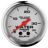 AutoMeter Pro-Comp Marine Analog Gauges 200772-35 Gauge, Marine, Water Presure, 2 1/16 in., 0-35 psi, Full Sweep, Silver Face, Red Pointer, Chrome Bezel, Mechanical, Each thumbnail 2