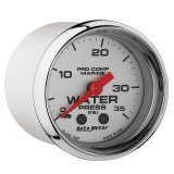 AutoMeter Pro-Comp Marine Analog Gauges 200772-35 Gauge, Marine, Water Presure, 2 1/16 in., 0-35 psi, Full Sweep, Silver Face, Red Pointer, Chrome Bezel, Mechanical, Each thumbnail 3