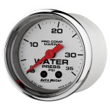AutoMeter Pro-Comp Marine Analog Gauges 200772-35 Gauge, Marine, Water Presure, 2 1/16 in., 0-35 psi, Full Sweep, Silver Face, Red Pointer, Chrome Bezel, Mechanical, Each thumbnail 4