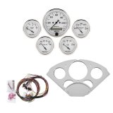 AutoMeter Old Tyme White Series Instrument Clusters 7033-OTW Cluster, White, Analog, Speedometer, Oil Pressure, Water Temperature, Fuel Level, Voltmeter, Polished Panel, Chevy, Kit thumbnail 3