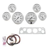AutoMeter Old Tyme White Series Instrument Clusters 7043-OTW Cluster, White, Analog, Speedometer, Tach, Oil Pressure, Water Temperature, Fuel Level, Face, Polished Panel, Chevy, Kit thumbnail 2