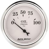 AutoMeter Old Tyme White Series Instrument Clusters 7043-OTW Cluster, White, Analog, Speedometer, Tach, Oil Pressure, Water Temperature, Fuel Level, Face, Polished Panel, Chevy, Kit thumbnail 9