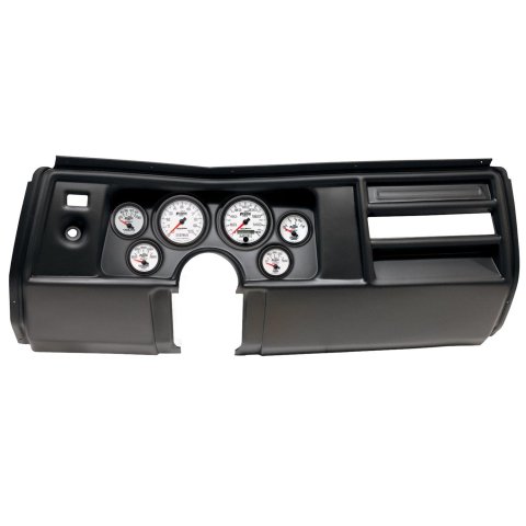 AutoMeter Phantom II Instrument Clusters for 1969 CHEVELLE, EL CAMINO - 2908-10 Gauge Kit, II, Analog, White Face, Speedometer, Tach, Oil, Water, Volt, Fuel, Silver Numbers, Red Pointers, Black Panel, Chevy, No Vent, Kit