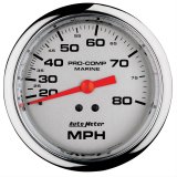 AutoMeter Pro-Comp Mechanical Speedometers 200753-35 Gauge, Marine, Speedometer, 3 3/8 in., 0-80 mph, Full Sweep, Silver Face, Red Pointer, Chrome Bezel, Mechanical, Each thumbnail 1