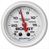 AutoMeter Pro-Comp Marine Analog Gauges 200774 Gauge/Analog, Boost/Vacuum, 30 in, Hg/20 psi, 2 1/16 in. Diameter, Full Sweep, Mechanical, Each thumbnail 1