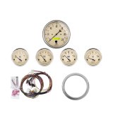AutoMeter Antique Beige Analog Gauge Kits 7034-AB Instrument Cluster, Beige, Analog, Speedometer, Oil Pressure, Water Temperature, Fuel Level, Voltmeter, Face, Chevy, Kit thumbnail 7