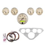 AutoMeter Antique Beige Instrument Clusters 7036-AB Cluster, Beige, Analog, Speedometer, Oil Pressure, Water Temperature, Fuel Level, Voltmeter, Polished Gauge Panel, Chevy, Kit thumbnail 7