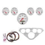 AutoMeter Arctic White Instrument Clusters 7036-AW Cluster, White, Analog, Speedometer, Oil Pressure, Water Temperature, Fuel Level, Voltmeter, Face, Polished Panel, Chevy, Kit thumbnail 2