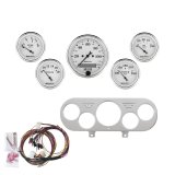 AutoMeter Old Tyme White Series Instrument Clusters for 1962-1965 CHEVY II - 7044-OTW Cluster, White, Analog, Speedometer, Oil Pressure, Water Temperature, Fuel Level, Voltmeter, Polished Gauge Panel, Chevy, Kit thumbnail 5