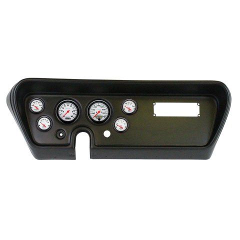 AutoMeter Phantom Instrument Clusters for 1966 GTO, LEMANS - 2111-09 Gauge Kit, Phantom, Analog, White Face, Speedometer, Tach, Oil, Water, Volts, Fuel, Black Numbers, Red Pointers, Black Panel, Pontiac, Kit
