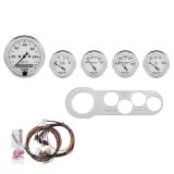 AutoMeter Old Tyme White Series Instrument Clusters 7042-OTW Cluster, White, Analog, Speedometer, Oil Pressure, Water Temperature, Fuel Level, Voltmeter, Polished Panel, Chevy, Kit thumbnail 5