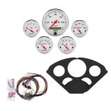 AutoMeter Arctic White Instrument Clusters 7055-AW Cluster, White, Analog, Speedometer, Oil Pressure, Water Temperature, Fuel Level, Voltmeter, Face, Black Panel, Chevy, Kit thumbnail 2