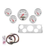 AutoMeter Arctic White Instrument Clusters 7057-AW Cluster, White, Analog, Speedometer, Oil Pressure, Water Temperature, Fuel Level, Voltmeter, Polished Gauge Panel, Chevy, GMC, Kit thumbnail 2