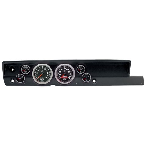 AutoMeter Sport-Comp II Instrument Clusters for 1967-1969 BARRACUDA - 2117-12 Gauge Kit, II, Analog, Black Face, Speed, Tach, Oil, Water, Volt, Fuel, White Numbers, Red Pointers, Black Panel, Plymouth, No Heat, Kit