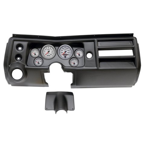 AutoMeter Ultra-Lite II Instrument Clusters for 1968 CHEVELLE, EL CAMINO - 2902-14 Gauge Kit, II, Analog, Silver Face, Speedo, Tach, Oil, Water, Volt, Fuel, Black Numbers, Red Pointers, Black Panel, Chevy, With Vent, Kit