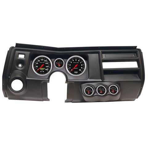AutoMeter Sport-Comp Instrument Clusters for 1969 CHEVELLE, EL CAMINO - 2911-11 Gauge Kit, Sport-Comp, Analog, Black Face, Speedo, Tach, Oil, Water, Volt, Fuel, White Numbers, Red Pointers, Black Panel, Chevy, Vent, Kit