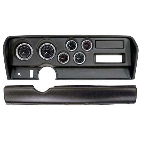 AutoMeter Chrono Instrument Clusters for 1970-1972 GTO, LEMANS - 2914-04 Gauge Kit, Chrono, Analog, Black Face, Speedo, Tach, Oil, Water, Volt, Fuel, White Numbers and Pointers, Black Panel, Pontiac, No A/C, Kit