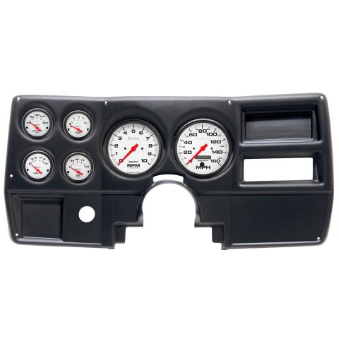 AutoMeter Phantom Instrument Clusters 2922-09 Gauge Kit, Phantom, Analog, White Face, Speedo, Tach, Oil, Water, Volt, Fuel, Black Numbers, Red Pointers, Black Panel, Chevy, No Vent, Kit