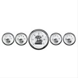 AutoMeter Prestige Analog Gauge Kits 2007 Kits, Analog, 5-piece, Fuel Level, Oil Pressure, Speedometer, Voltmeter, Water Temperature, White Face, Chrome Bezel, Electronic, Kit thumbnail 2