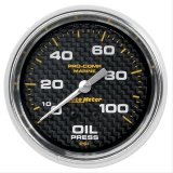 AutoMeter Pro-Comp Marine Carbon Fiber Analog Gauges 200777-40 Gauges, Analog, Oil Pressure, 0-100 psi, 2 5/8 in., Face, Silver Bezel, Mechanical, Each thumbnail 1