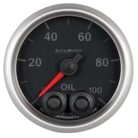 AutoMeter NASCAR Elite Series Analog Gauges 5652-05702-A Gauge, Analog, Stepper Motor w/o Pro Control, w/4AN Sensor, Oil Pressure, 0-100 PSI, 2 1/16 in. Diameter, Black Face, Each