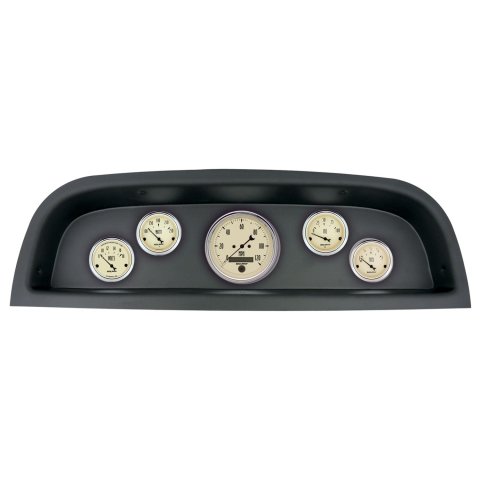 AutoMeter Antique Beige Instrument Clusters 2102-02 Gauge Kit, Series, Analog, Speedometer, Oil, Water, Volts, Fuel, Black Numbers and Pointers, Black Panel, Chevy, Kit