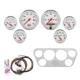AutoMeter Arctic White Instrument Clusters for 1953-1955 F-100, F-250, F-350 - 7048-AW Cluster, White, Analog, Speedometer, Tach, Oil Pressure, Water Temperature, Fuel Level, Voltmeter, Polished Panel, Ford, Kit thumbnail 2