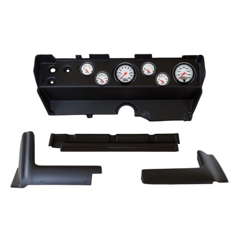 AutoMeter Phantom Instrument Clusters for 1970-1974 BARRACUDA, CHALLENGER, CUDA - 2139-09 Gauge Kit, Phantom, Analog, White Face, Speedo, Tach, Oil, Water, Volt, Fuel, Black Numbers, Red Pointers, Black Panel, Dodge, Plymouth, Kit