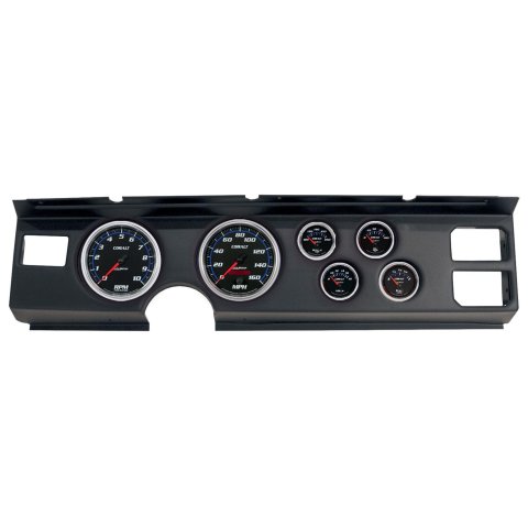 AutoMeter Cobalt Instrument Clusters for 1982-1984 FIREBIRD - 2920-05 Gauge Kit, Cobalt, Analog, Black Face, Speedo, Tach, Oil, Water, Volt, Fuel, White/Blue Numbers, Red Pointers, Black Panel, Pontiac, Kit