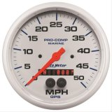 AutoMeter Pro-Comp Marine GPS Speedometers 200644 Gauge, Marine, Speedometer, 5 in., 0-50 mph, Full Sweep, White Face, Red Pointer, White Bezel, Electrical, GPS, Each thumbnail 1