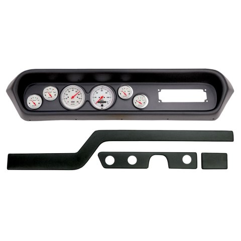 AutoMeter Arctic White Instrument Clusters for 1964-1965 GTO, LEMANS - 2108-03 Gauge Kit, Series, Analog, Speedometer, Tach, Oil, Water, Volts, Fuel, Black Numbers, Red Pointers, Black Panel, Pontiac, Kit