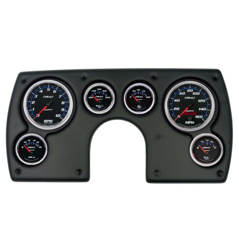 AutoMeter Cobalt Instrument Clusters for 1982-1989 CAMARO - 2921-05 Gauge Kit, Cobalt, Analog, Black Face, Speedo, Tach, Oil, Water, Volt, Fuel, White/Blue Numbers, Red Pointers, Black Panel, Chevy, Kit