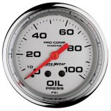 AutoMeter Pro-Comp Marine Analog Gauges 200777-35 Gauge, Marine, Oil Pressure, 2 5/8 in., 0-100 psi, Full Sweep, Silver Face, Red Pointer, Chrome Bezel, Mechanical, Each thumbnail 1