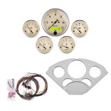AutoMeter Antique Beige Instrument Clusters 7033-AB Cluster, Beige, Analog, Speedometer, Oil Pressure, Water Temperature, Fuel Level, Voltmeter, Polished Gauge Panel, Chevy, Kit thumbnail 6