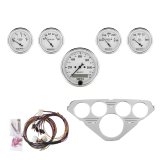 AutoMeter Old Tyme White Series Instrument Clusters 7036-OTW Cluster, White, Analog, Speedometer, Oil Pressure, Water Temperature, Fuel Level, Voltmeter, Polished Panel, Chevy, Kit thumbnail 4