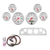 AutoMeter Arctic White Instrument Clusters 7047-AW Cluster, White, Analog, Speedometer, Tach, Oil Pressure, Water Temperature, Fuel Level, Voltmeter, Polished Panel, Chevy, Kit thumbnail 1