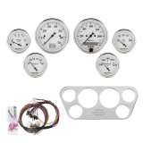 AutoMeter Old Tyme White Series Instrument Clusters for 1953-1955 F-100, F-250, F-350 - 7048-OTW Cluster, White, Analog, Speedometer, Tach, Oil Pressure, Water Temperature, Fuel Level, Voltmeter, Polished Panel, Ford, Kit thumbnail 1