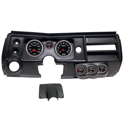 AutoMeter Sport-Comp II Instrument Clusters for 1968 CHEVELLE, EL CAMINO - 2904-12 Gauge Kit, II, Analog, Black Face, Speedo, Tach, Oil, Water, Volt, Fuel, White Numbers, Red Pointers, Black Panel, Chevy, With Vent, Kit