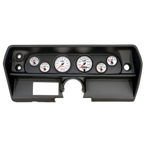 AutoMeter Phantom II Instrument Clusters for 1968 CHEVY - 2905-10 Gauge Kit, II, Analog, White Face, Speedometer, Tach, Oil, Water, Volt, Fuel, Silver Numbers, Red Pointers, Black Panel, Chevy, Kit