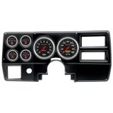 AutoMeter Sport-Comp Instrument Clusters 2923-11 Gauge Kit, Sport-Comp, Analog, Black Face, Speedo, Tach, Oil, Water, Volt, Fuel, White Numbers, Red Pointers, Black Panel, Chevy, With A/C, Kit thumbnail 1
