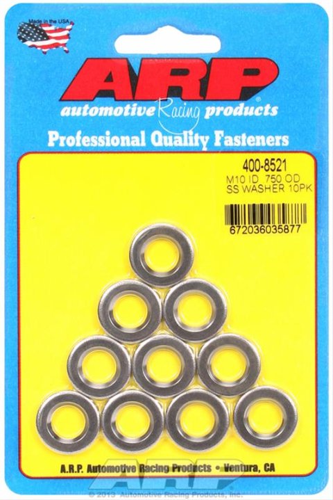 ARP Special Purpose Washers 400-8521 Washers, Flat, Stainless Steel, Polished, .394 in. I.D., .750 in. O.D., .120 in., Thick, Set of 10