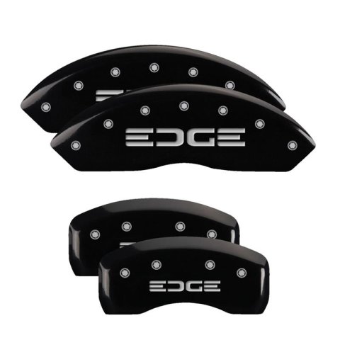 MGP Black Caliper Covers 10247SEDGBK Set of 4 caliper covers, Engraved Front and Rear: Edge, powder coat finish, silver characters