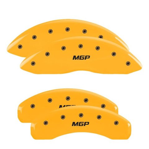 MGP Caliper Covers - Brake for 2017-2019 XE 41118SMGPYL Set of 4 caliper covers, Engraved Front and Rear: MGP, Yellow powder coat finish, black characters
