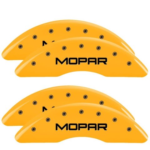 MGP Caliper Covers - Brake for 2021-2023 2500, 3500 55007SMOPYL Set of 4 caliper covers, Engraved Front and Rear: MOPAR, Yellow powder coat finish, black characters