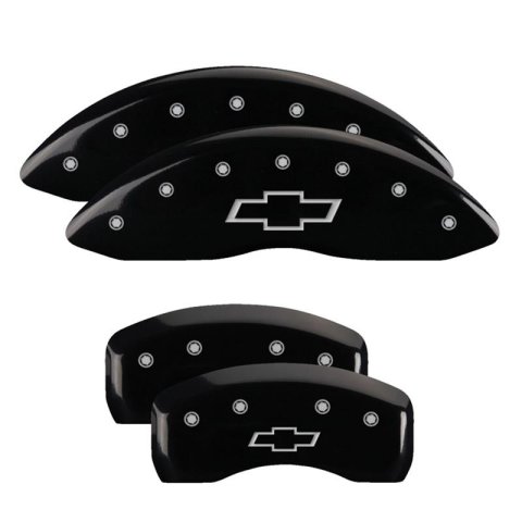 MGP Black Caliper Covers for 2021-2022 COLORADO - 14259SBOWBK Set of 4 caliper covers, Engraved Front and Rear: Bowtie, powder coat finish, silver characters