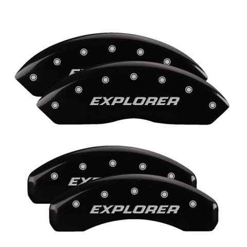 MGP Black Caliper Covers for 2020-2025 EXPLORER - 10252SEXPBK Set of 4 caliper covers, Engraved Front and Rear: Explorer (2011), powder coat finish, silver characters