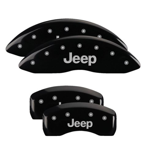 MGP Caliper Covers - Brake for 2020-2023 GLADIATOR 42021SJEPBK Set of 4 caliper covers, Engraved Front and Rear: JEEP, Black powder coat finish, silver characters
