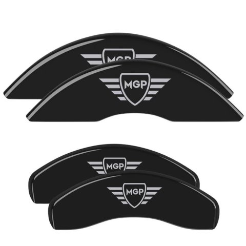 MGP Black Caliper Covers for 2020-2024 SILVERADO 2500 HD, 3500 HD - 14258SMGPBK Set of 4 caliper covers, Engraved Front and Rear: MGP, powder coat finish, silver characters