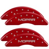 MGP Caliper Covers - Brake for 2021-2023 2500, 3500 55007SMOPRD Set of 4 caliper covers, Engraved Front and Rear: MOPAR, Red powder coat finish, silver characters thumbnail 1